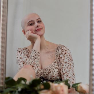 photo of a girl with no hair